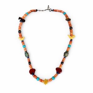 Carolyn Pollack Relios Fetish Necklace Multi Stone Boho Southwestern 925 silver